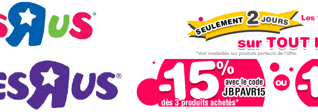 Bon plan Toys R Us : -15% sur tout le site dès 3 produits achetés