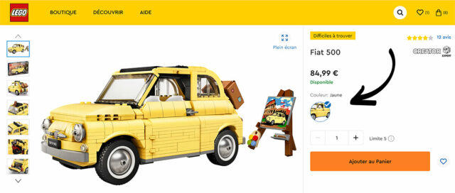 LEGO Fiat 500 option couleur