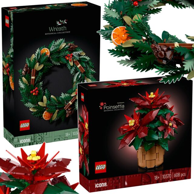 LEGO Icons Botanical Collection 10340 Wreath & 10370 Poinsettia